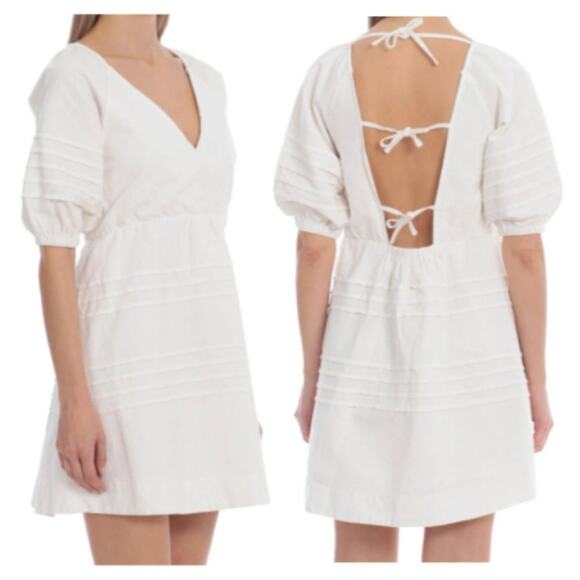 7 For all Mankind White Open Tie Back Babydoll Dress - Picture 1 of 8